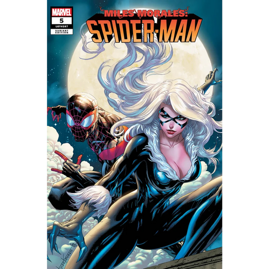 Comic book cover with Miles Morales and Black Cat from Miles Morales Spider-Man Issue 5 by Cody Ziglar
