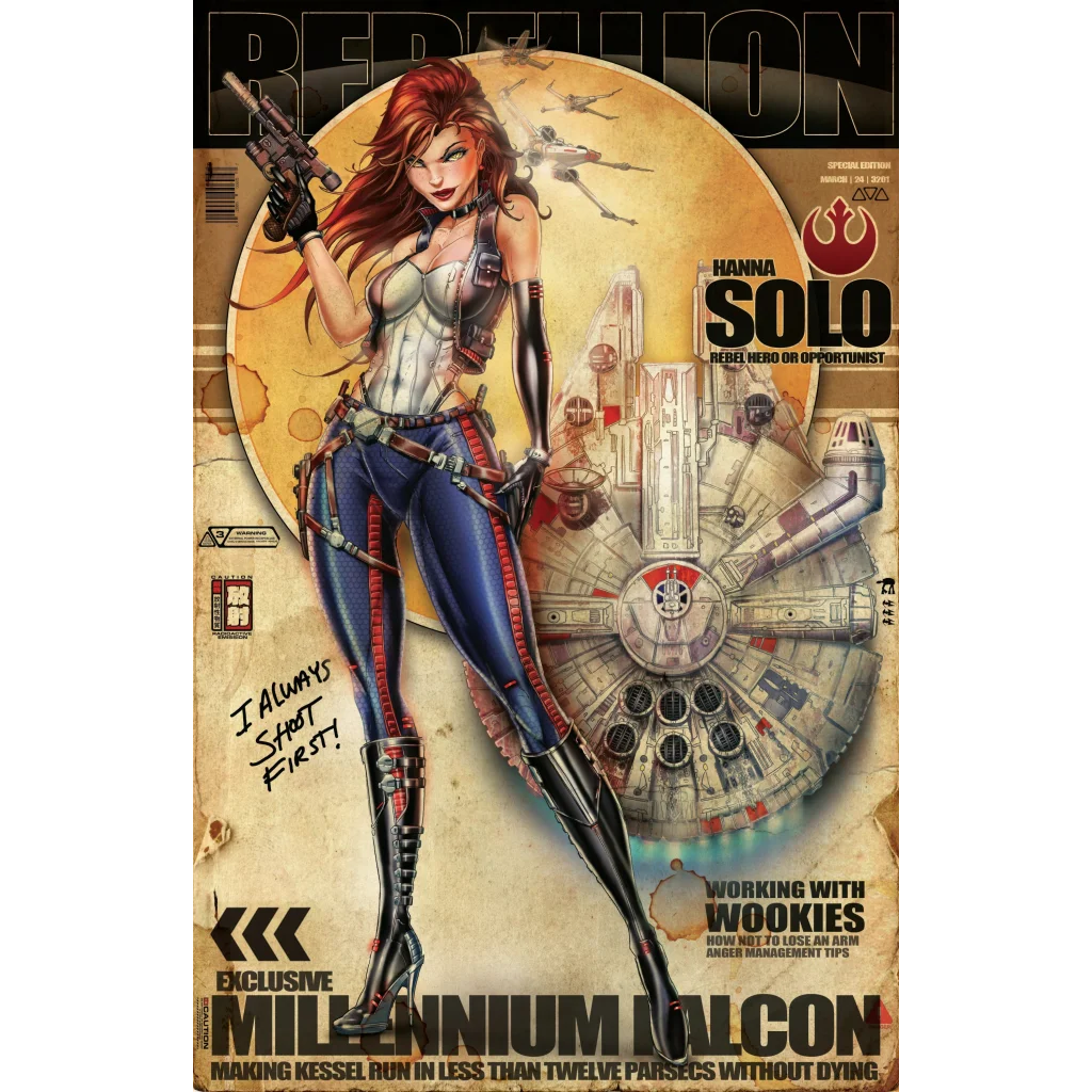 Millennium Falcon 2018 brushed aluminum Star Wars print with detailed design