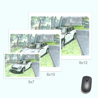 9x12 mini cooper countryman art print with black wireless mouse