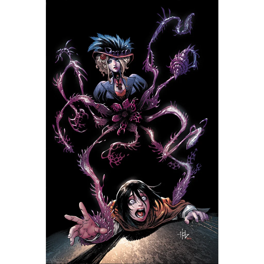 Mirka Andolfo Mercy comic cover with blonde woman in hat and thorny vines effect