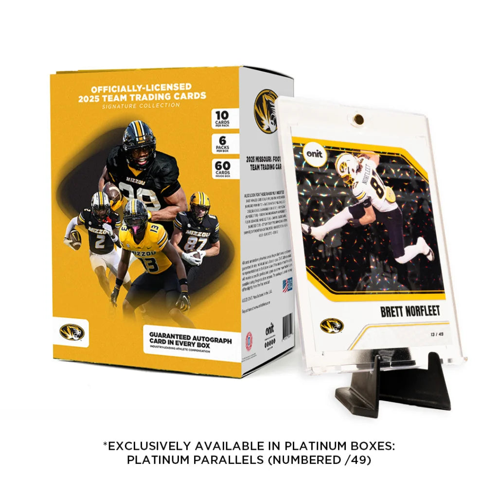 2023 Missouri Football trading cards platinum box with Brett Morfleth card