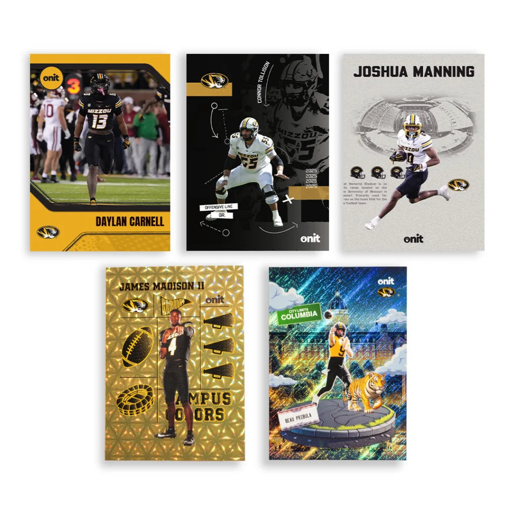 Missouri Tigers football trading cards in platinum box collection