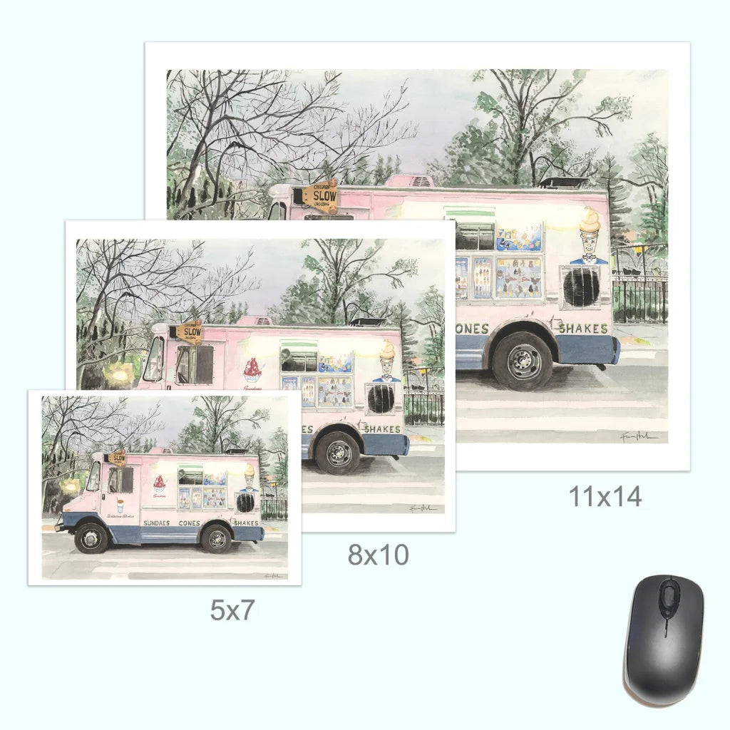 Mister Softee pink ice cream truck 11x14 poster with white border