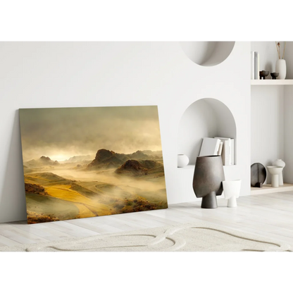 Modern minimalist Misty Mountain desert wall art canvas print