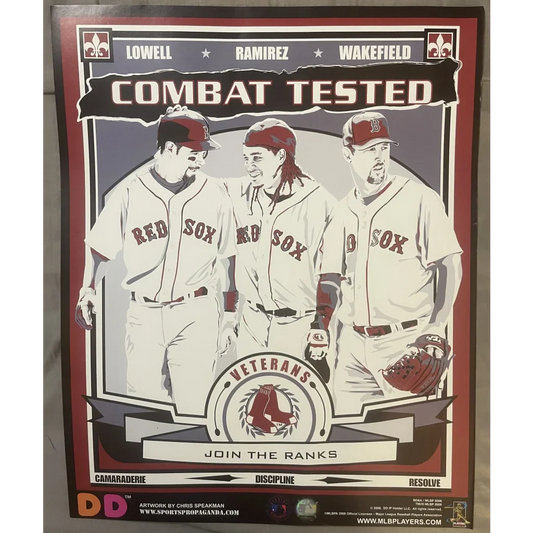 🍩 MLB Boston Red Sox Dunkin’ Poster Combat Tested Lowell Ramirez Wakefield! Vintage Advertisements Poster: