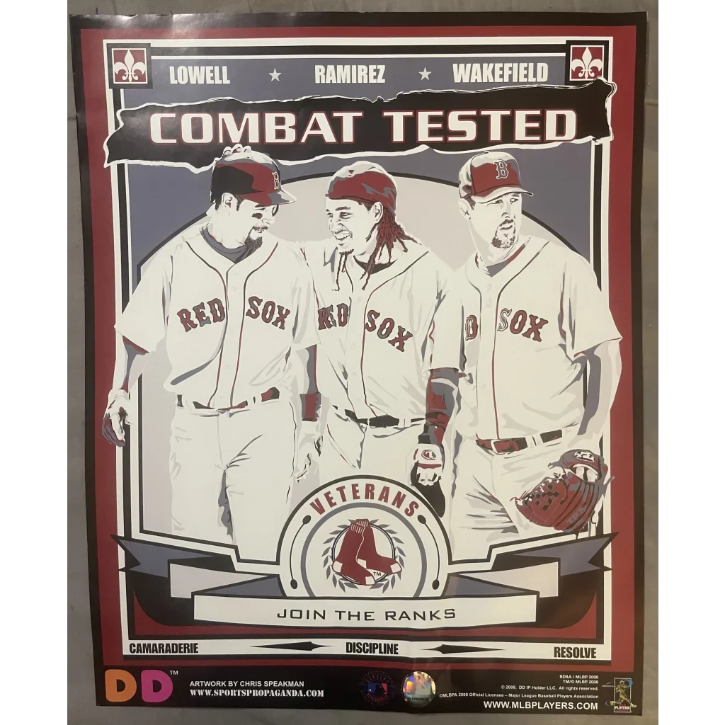 Vintage-inspired poster of legendary Boston Red Sox players from 2008 MLB Dunkin