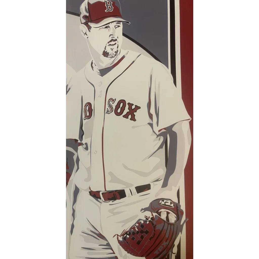 Baseball player in Boston Red Sox uniform with glove for Rare Dunkin Poster