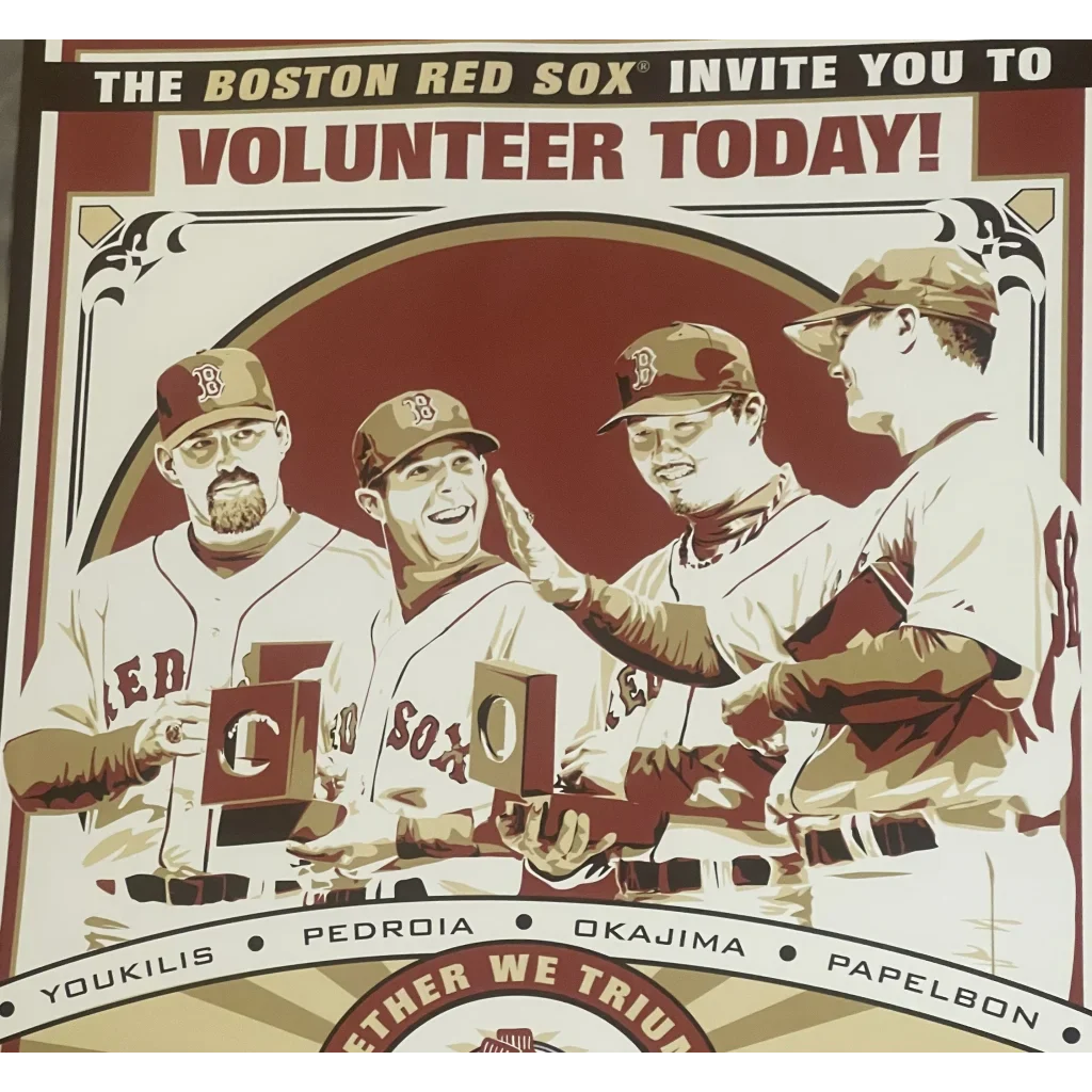 💎 MLB Boston Red Sox Dunkin’ Poster Together We Triumph Pedroia Youkilis! Vintage Advertisements 🔥 Rare Poster!