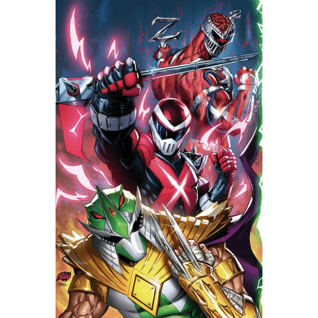 Epic MMPR TMNT III crossover comic cover with 3 Power Rangers by Franck Uzan