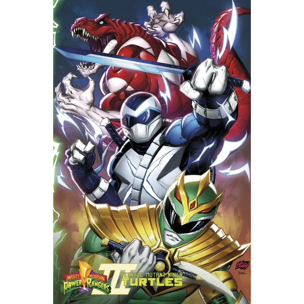 Epic Power Rangers and Mutant Ninja Turtles crossover comic cover featuring heroes in action