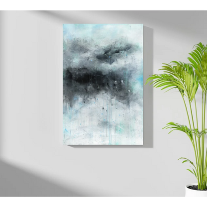 Modern abstract aluminum print in black white gray tones