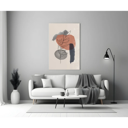 Modern abstract wall art print in orange, gray, black hues