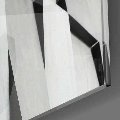 Stunning angular geometric glass wall art in monochrome tones