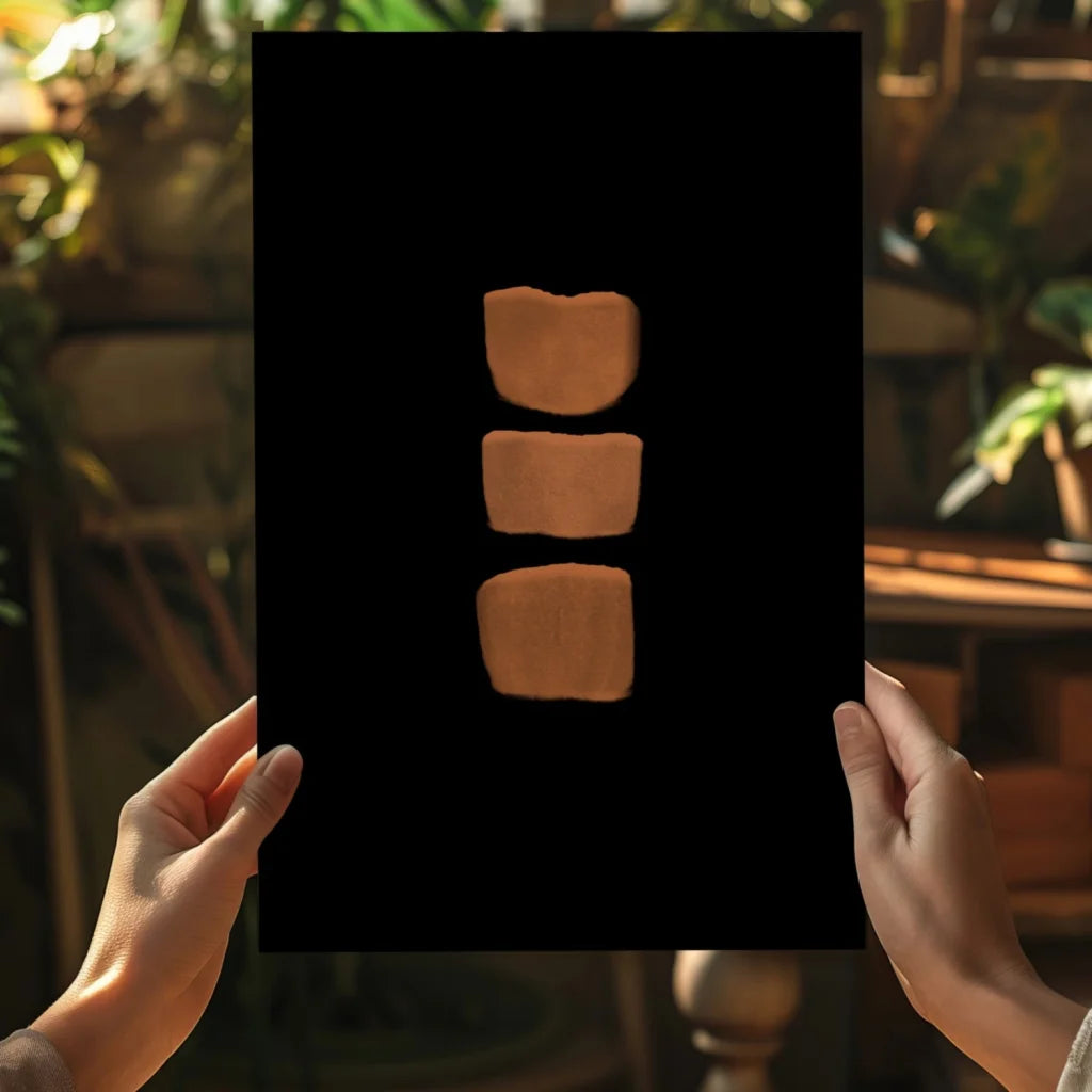 Brown leather wallet chain with three compartments in modern terracotta art style