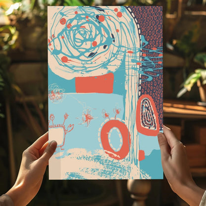 Vibrant swirling teal coral abstract on Insigne aluminum prints