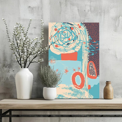 Swirling teal coral abstract on Insigne aluminum prints
