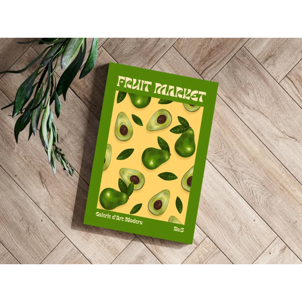 Vibrant green-framed avocado fruit market insigne aluminum print