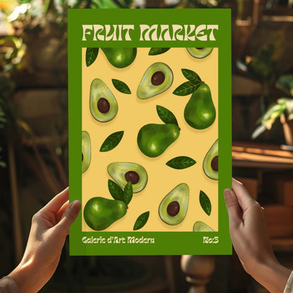 Vibrant avocado pop art on insigne aluminum prints for fruit market