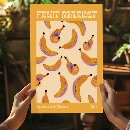 Vibrant banana pattern insigne aluminum print for fruit market galerie d’art moderna no.1
