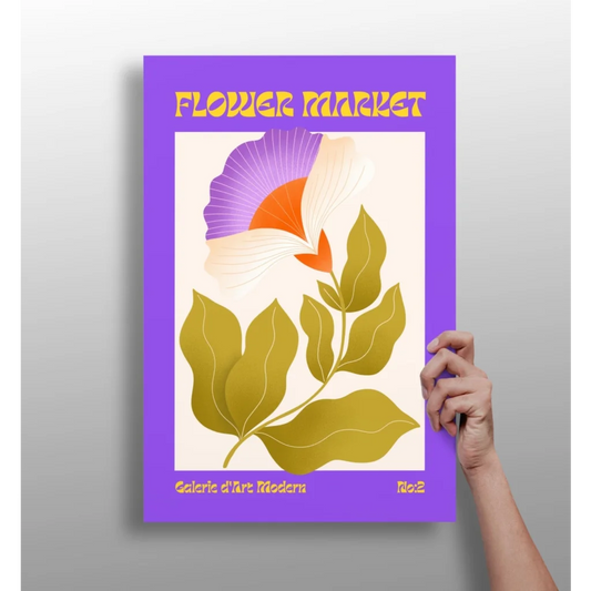 Purple-framed flower poster on insigne aluminum print