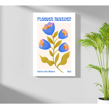 Insigne aluminum print of minimalist blue flower market poster