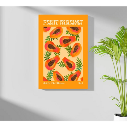Vibrant orange papaya slices on insigne aluminum print