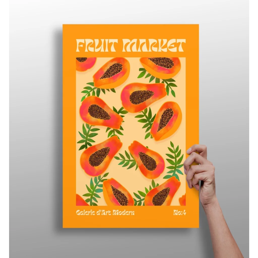 Tropical Papaya Fruit Market Insigne Aluminum Print | Insigneart USA | vintageantiquesgifts.com