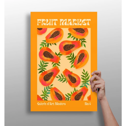 Tropical Papaya Fruit Market Insigne Aluminum Print | Insigneart USA | vintageantiquesgifts.com