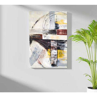 Insigne aluminum prints bold abstract canvas art with black white yellow brown strokes