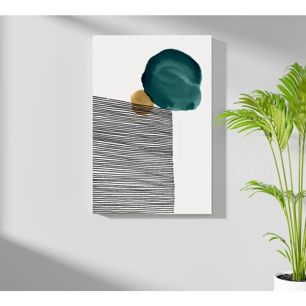 Teal gold abstract circle on insigne aluminum prints