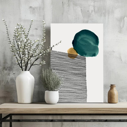 Modern teal gold abstract circle on insigne aluminum prints