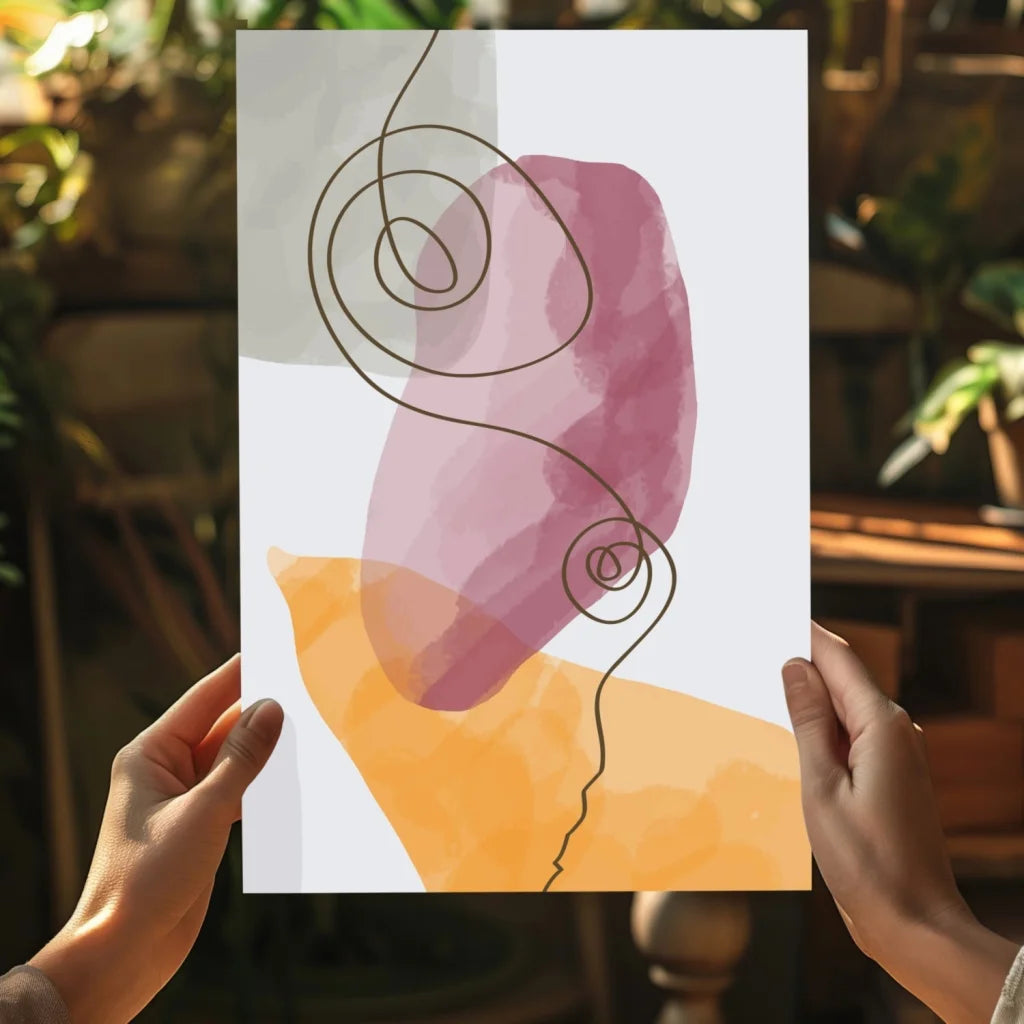 Stunning insigne aluminum print with pink orange watercolor art
