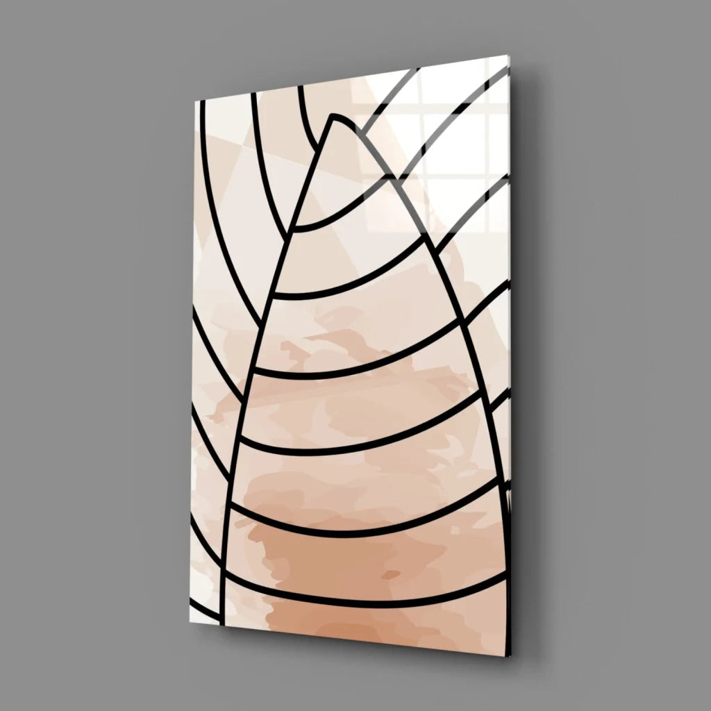 Beige modern rose gold abstract wall art print with black lines on white background