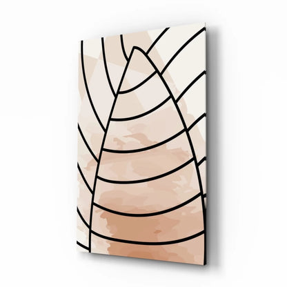 Beige modern rose gold abstract wall art print with black lines