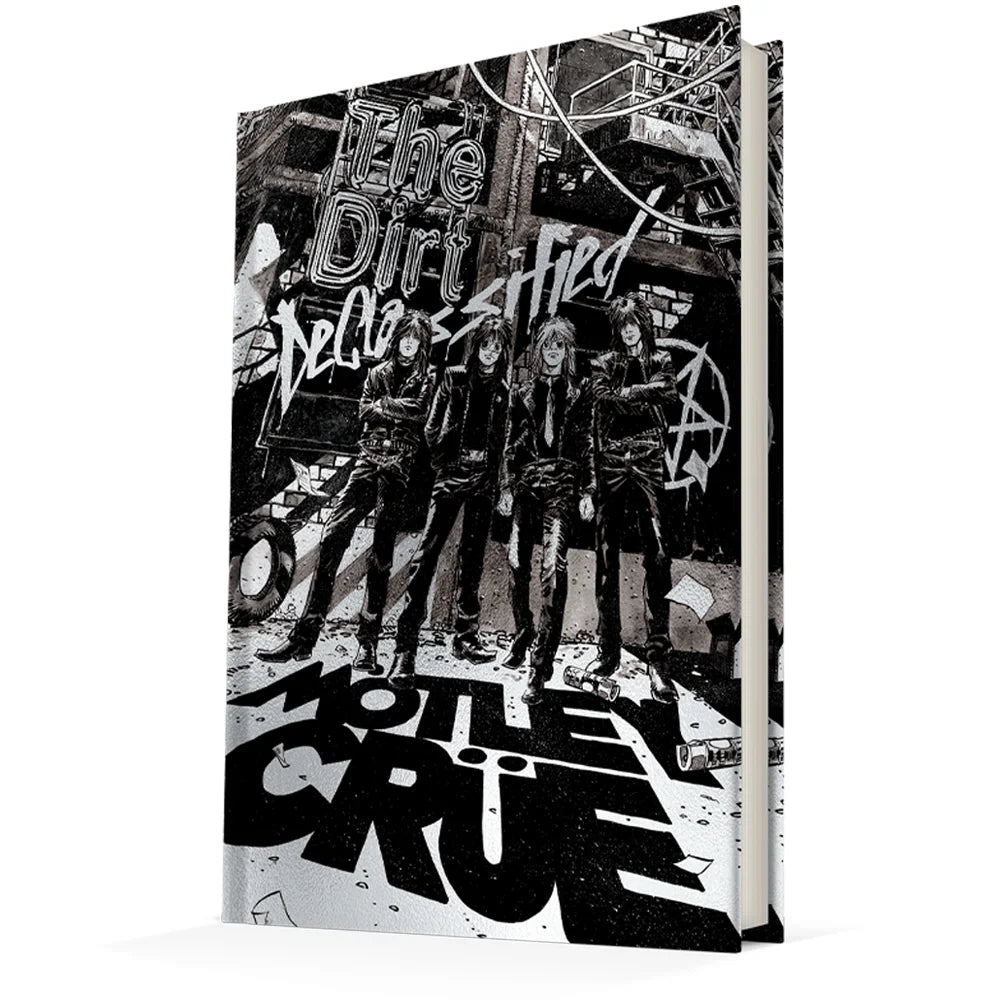 Black and white graphic novel with band on cover from Mötley Crüe Operation Crüe Deluxe