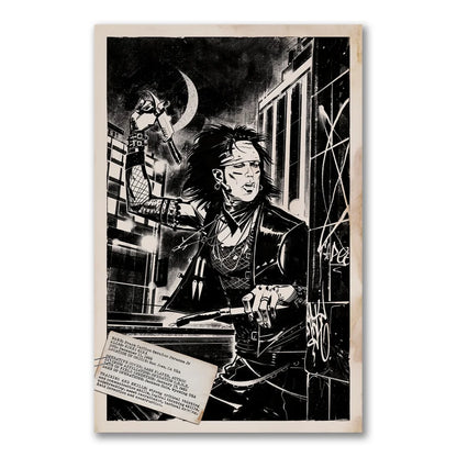 Gothic-style comic book art print featuring Mötley Crüe for the Operation Crüe Deluxe Edition