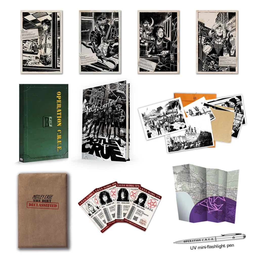 Mötley Crüe Operation C.R.U.E. box set with memorabilia in oversized hardcover edition