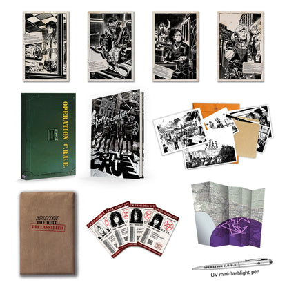 Mötley Crüe Operation C.R.U.E. box set with memorabilia in oversized hardcover edition