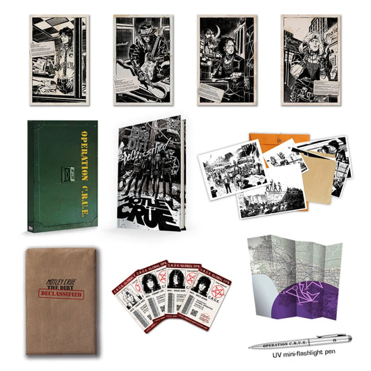 Mötley Crüe Crüe UV Spy box set with comics, photos, ID cards, map, and UV pen