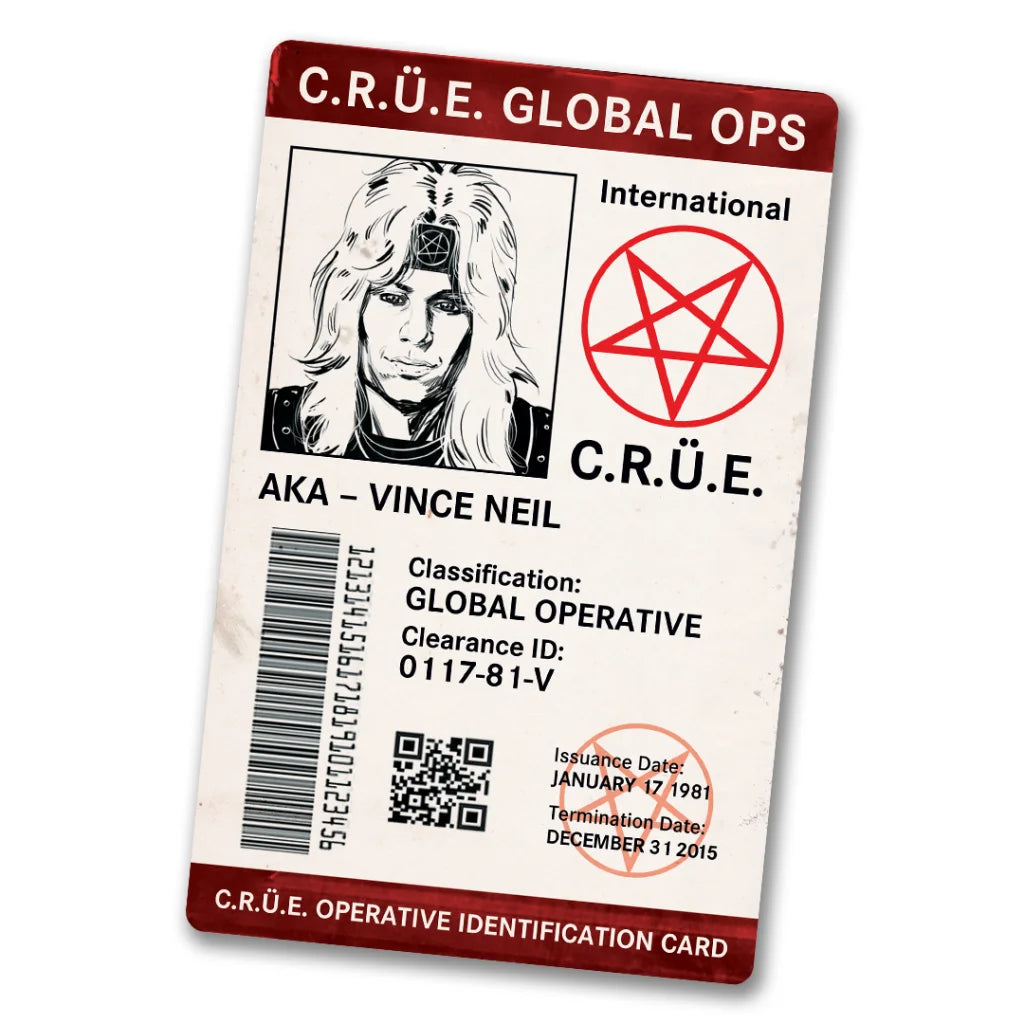 Mötley Crüe Operation CRÜE UV Spy Box Set Comic Book with red-bordered ID card