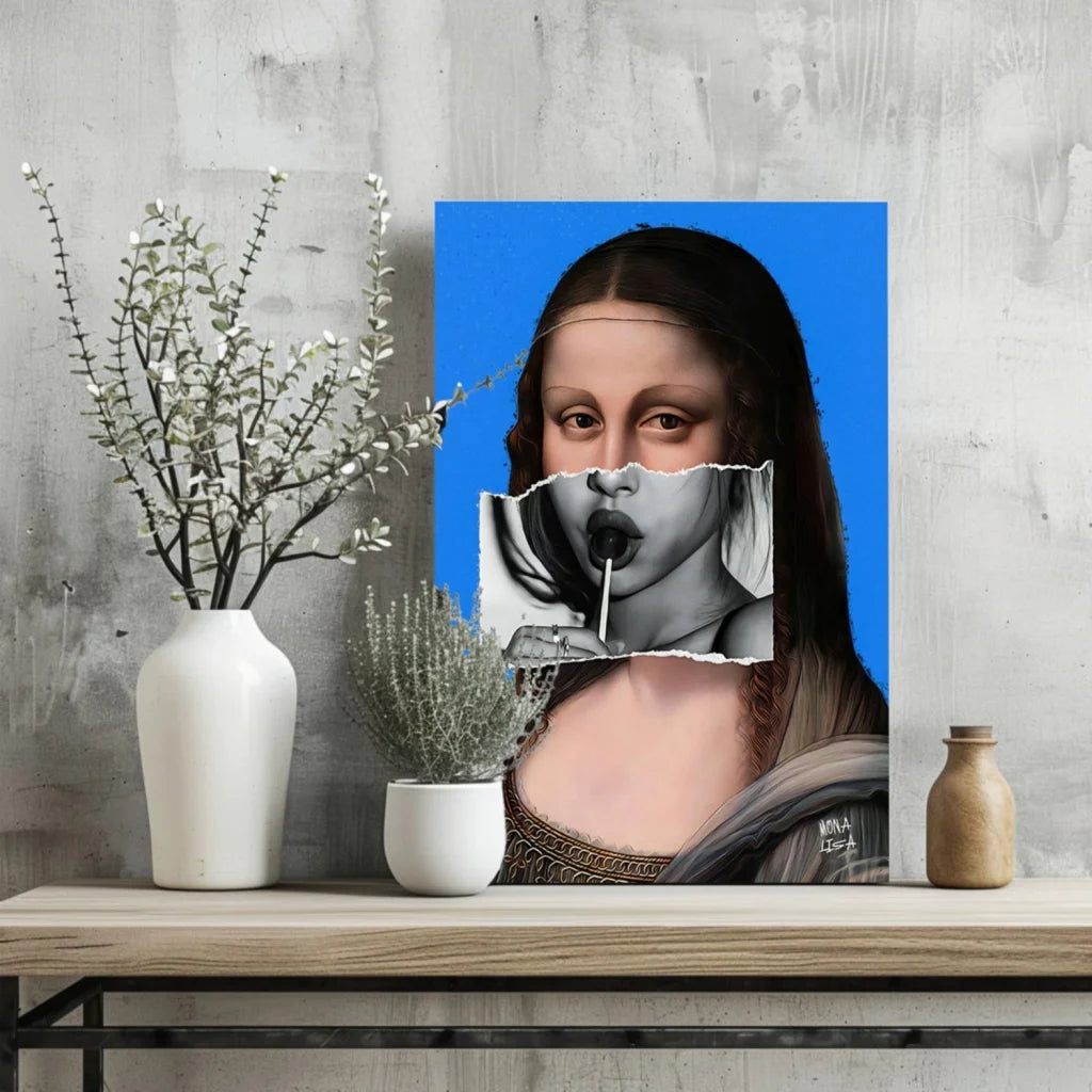 Pop art Mona Lisa lollipop on insigne aluminum prints