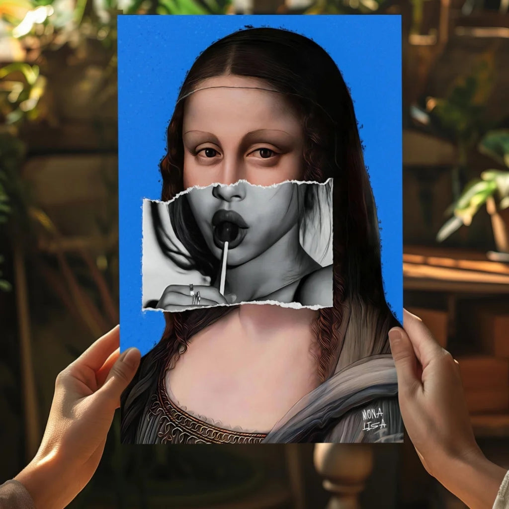 Vibrant pop art Mona Lisa lollipop on insigne aluminum prints