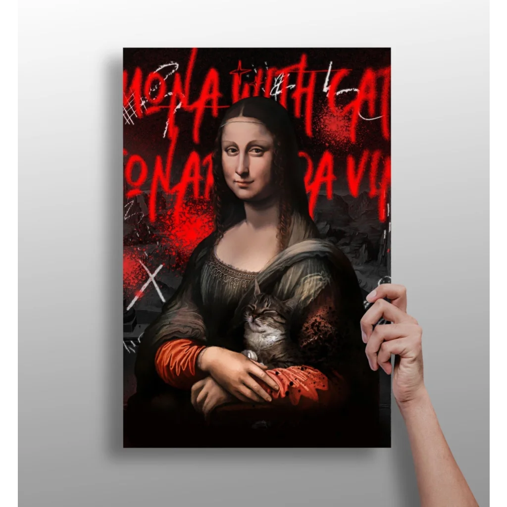 Graffiti Mona Lisa Cat Insigne Aluminum Prints | Insigneart USA | vintageantiquesgifts.com