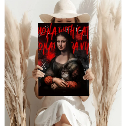 Graffiti Mona Lisa Cat Insigne Aluminum Prints | Contemporary Home Wall Art | vintageantiquesgifts.com