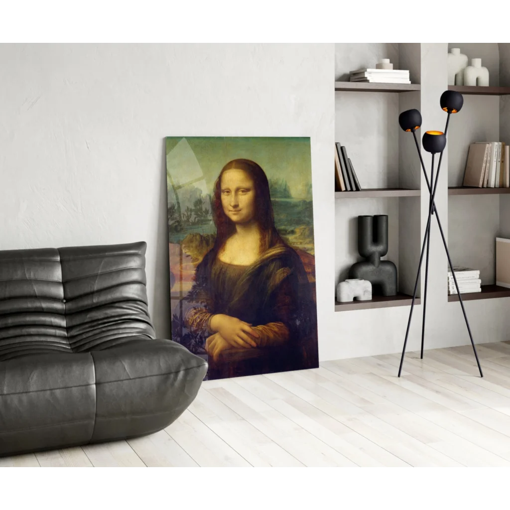Framed Mona Lisa glass wall art print with enigmatic smile