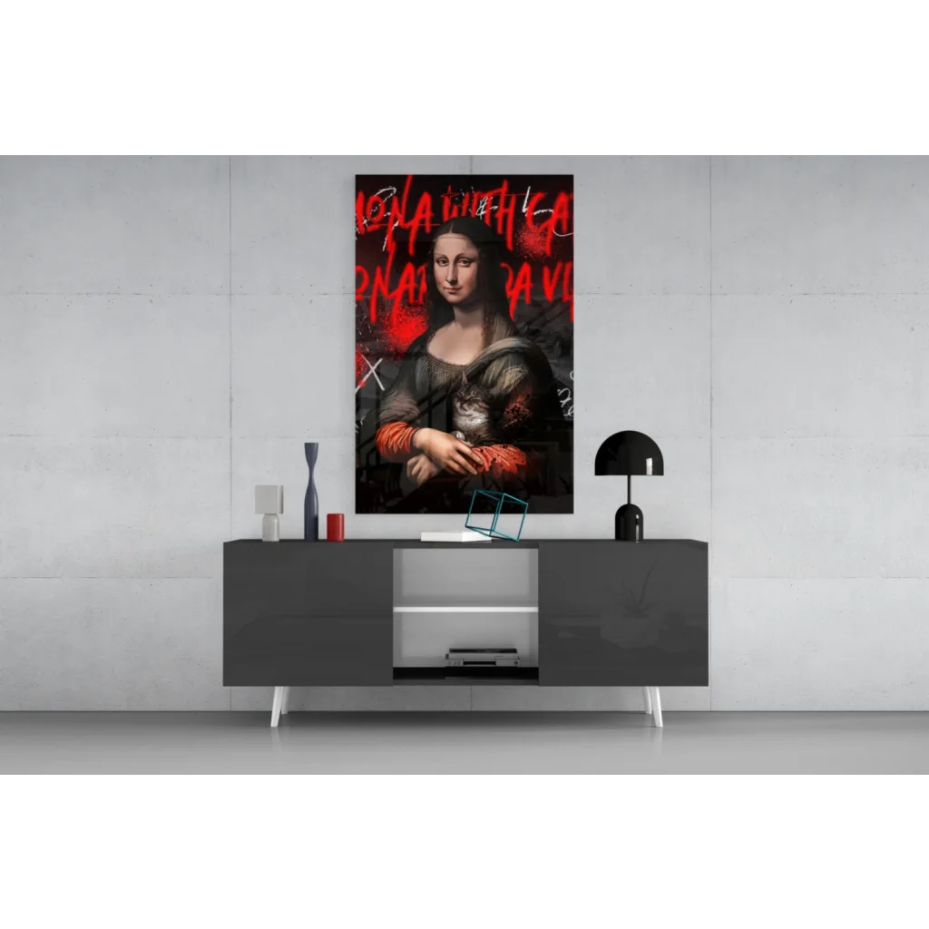 Mona Lisa graffiti cat wall art print poster