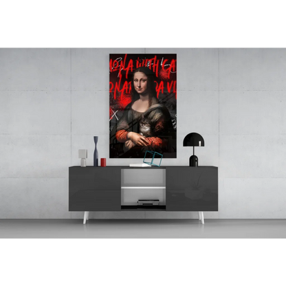 Mona Lisa graffiti cat wall art print poster