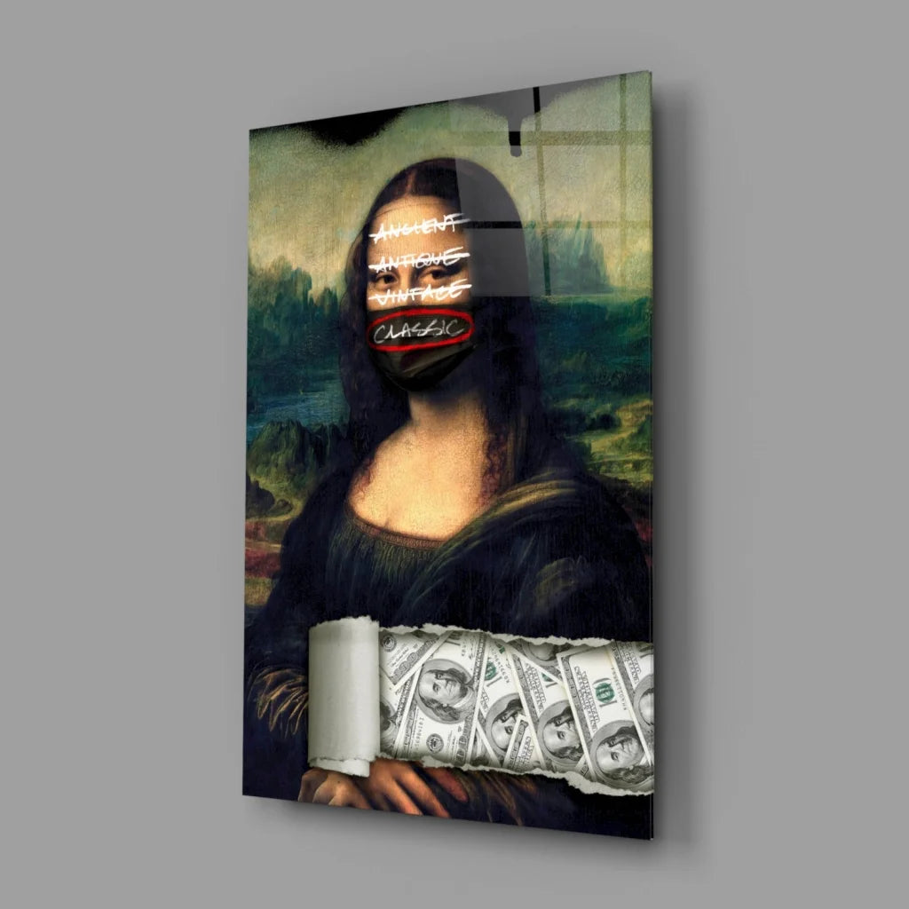 Mona Lisa money arm band black and white wall art print