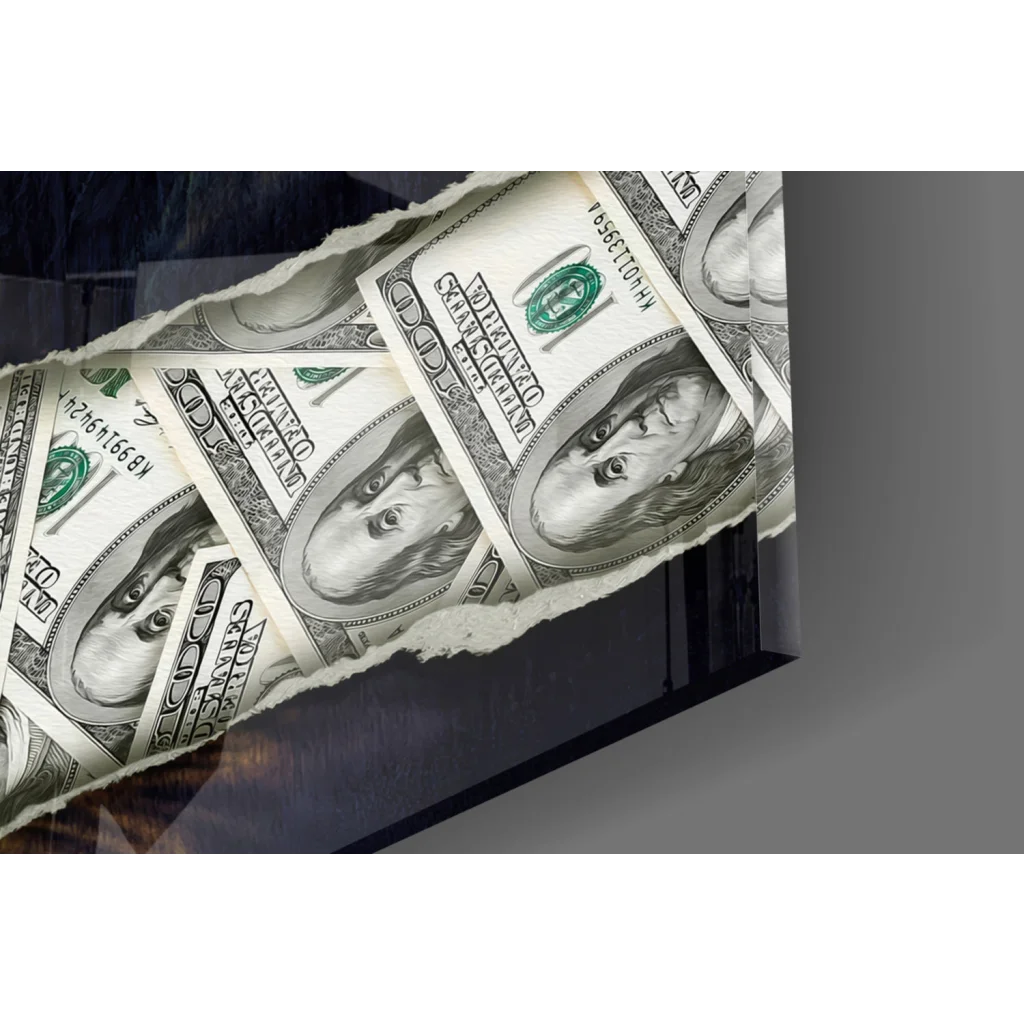 Mona Lisa Money black and white canvas wall art print on glossy paper