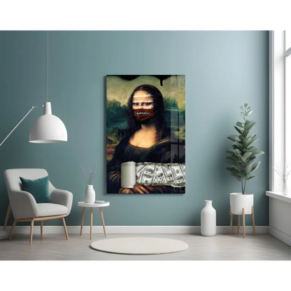 Mona Lisa money canvas wall art black and white print